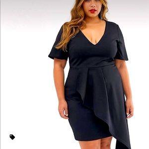 ASOS True Violet Plus plunge asymmetric dress